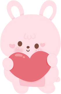 Cute bunny rabbit hug valentine heart kawaii animal